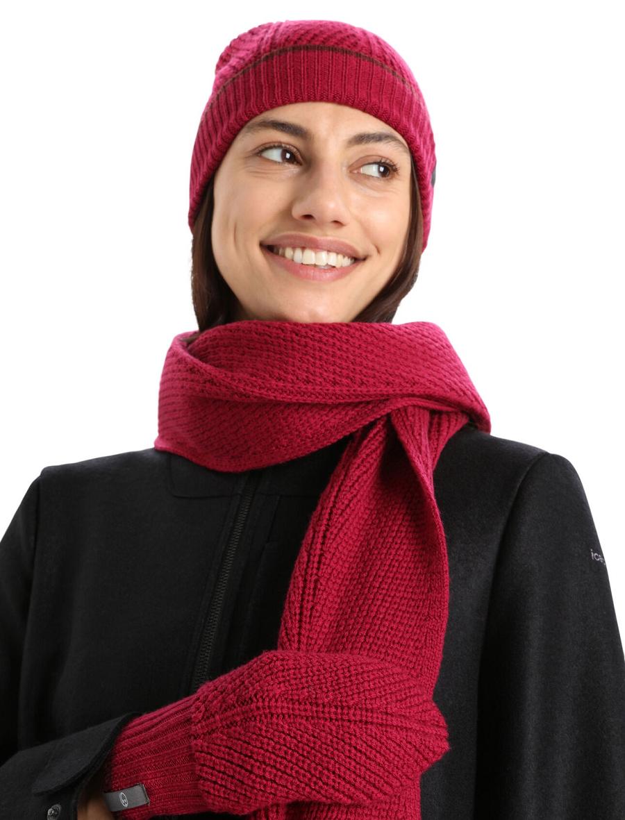 Cherry / Espresso Men's Icebreaker Unisex Merino Waypoint Scarves | USA 1067GSOL